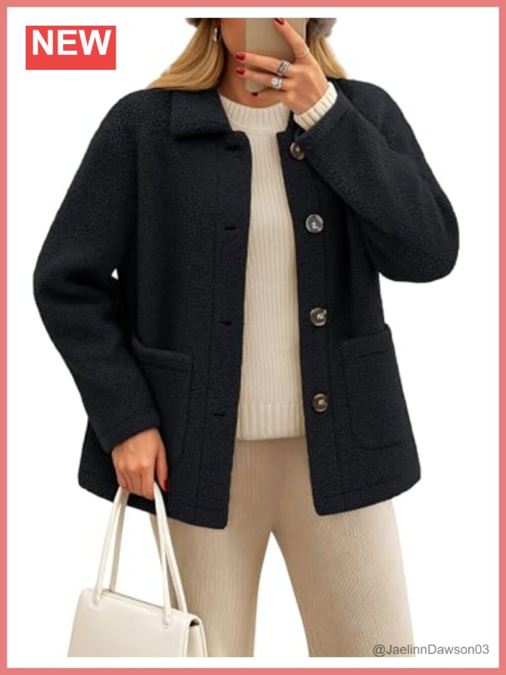 Womens Fleece Jacket Button Down Sherpa Teddy Coat Fuzzy Outerwear